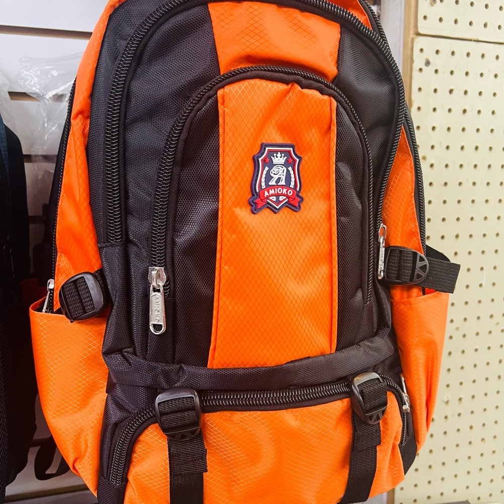 Vibrant Orange and Black Backpack with Adjustable Straps